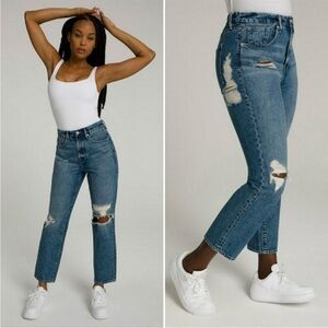 Good American Good Vintage Distressed Straight Leg Jean NWT Size 6/28